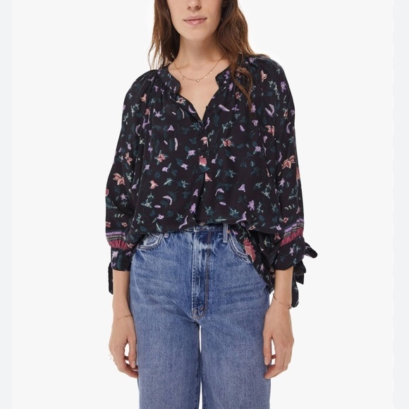 Natalie Martin Renata Blouse in Lotus Print Nero - Picture 2 of 16